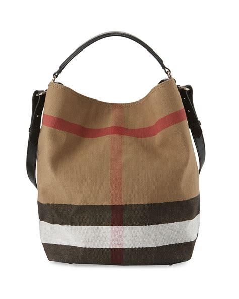 burberry ashby medium colorblock check canvas hobo bag black|BURBERRY Canvas Mega Check Medium Ashby Hobo Black.